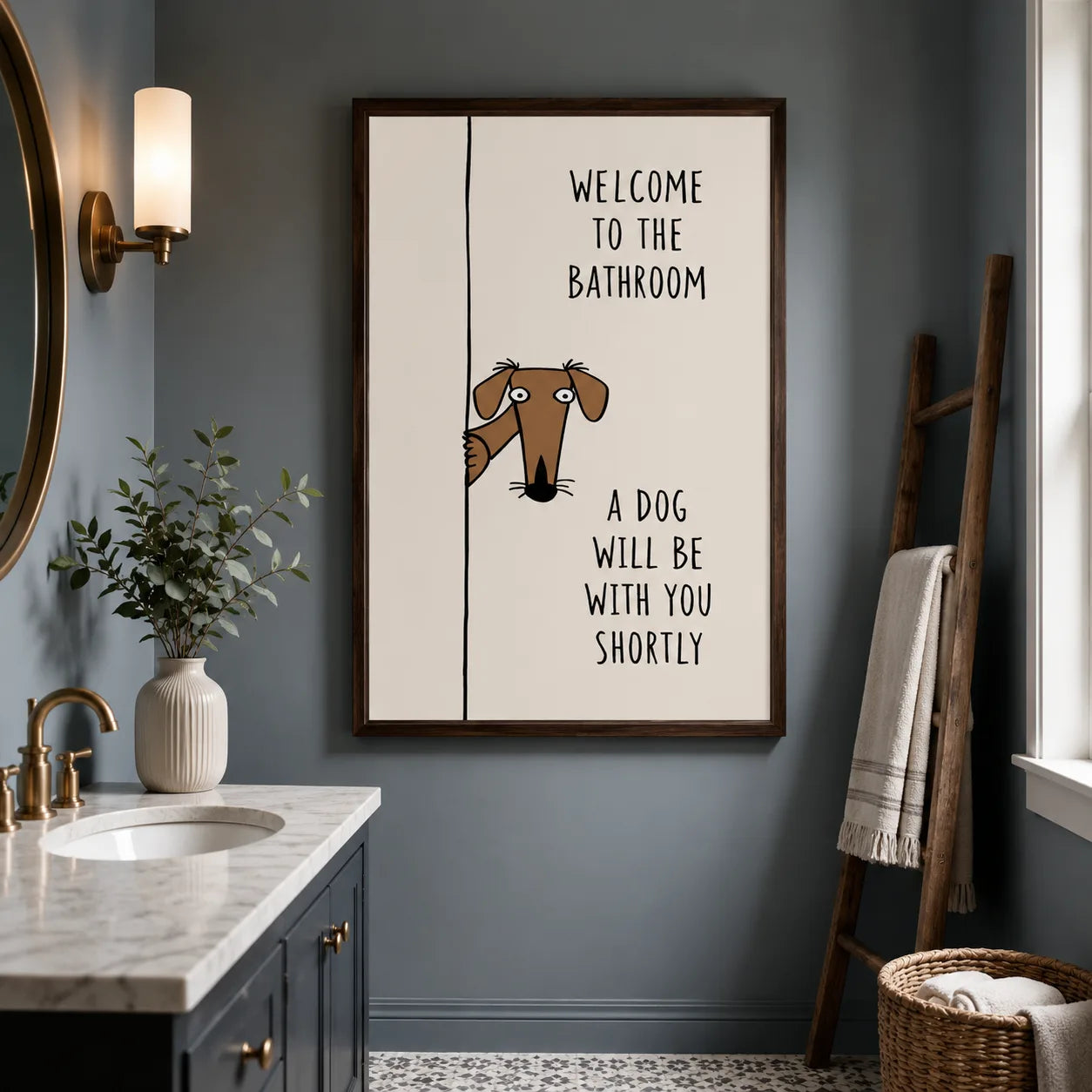 Bathroom Dog Humor Wall Art Decor - Wall Art Decor - styled