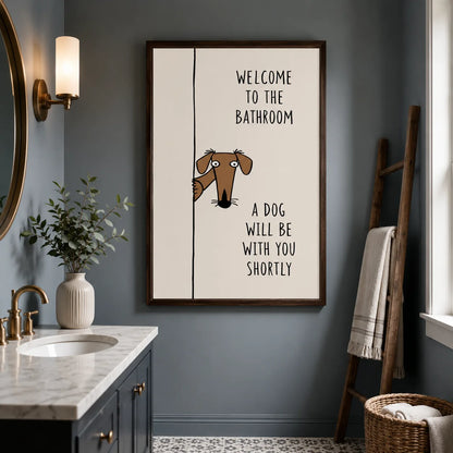 Bathroom Dog Humor Wall Art Decor - Wall Art Decor - styled