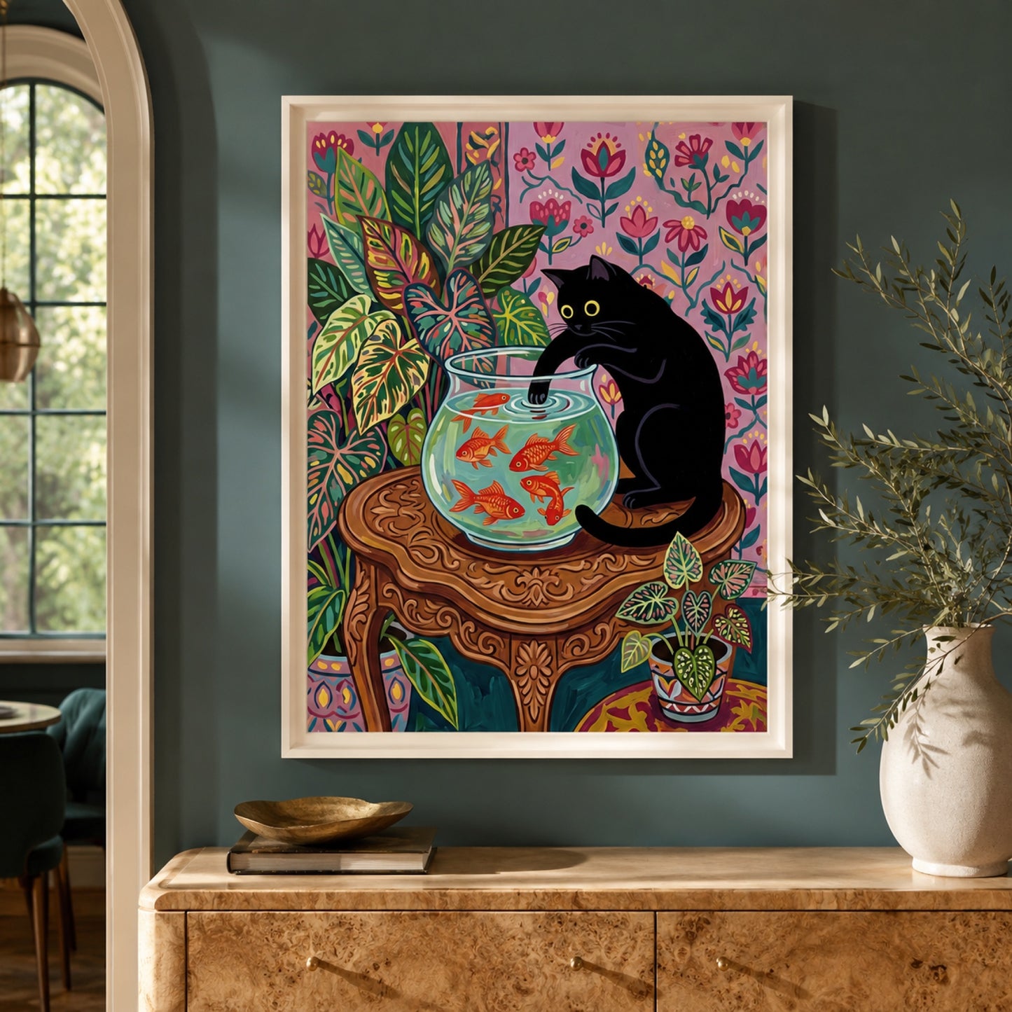 Black Cat and the Goldfish Bowl Wall Art Decor preview 10