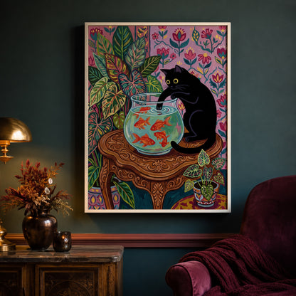Black Cat and the Goldfish Bowl Wall Art Decor preview 11