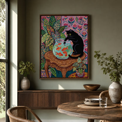 Black Cat and the Goldfish Bowl Wall Art Decor preview 7