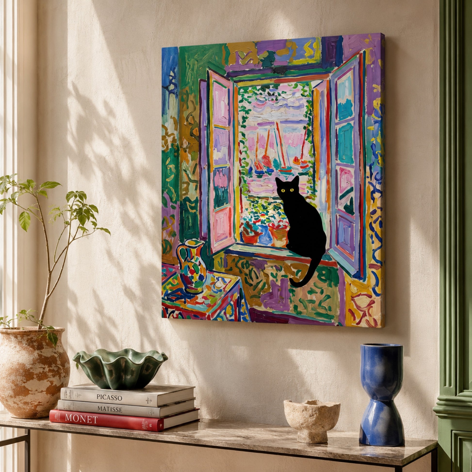 Black Cat at the Harbor Window Wall Art Decor preview 10