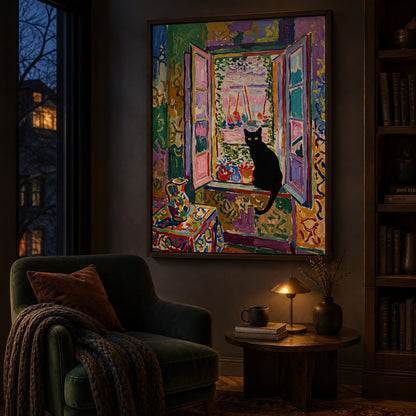 Black Cat at the Harbor Window Wall Art Decor preview 11