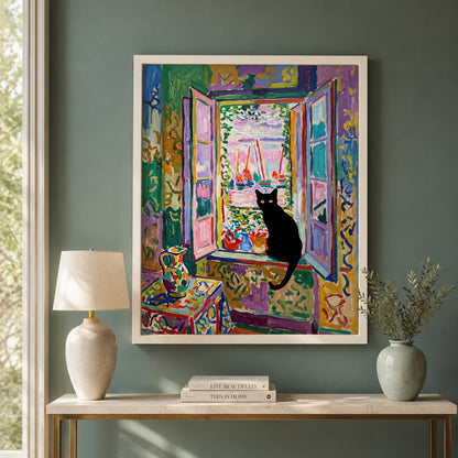 Black Cat at the Harbor Window Wall Art Decor preview 7