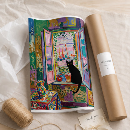 Black Cat at the Harbor Window Wall Art Decor preview 9