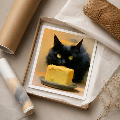 Black Cat Eating Cake Wall Art Decor - Wall Art Decor - back view