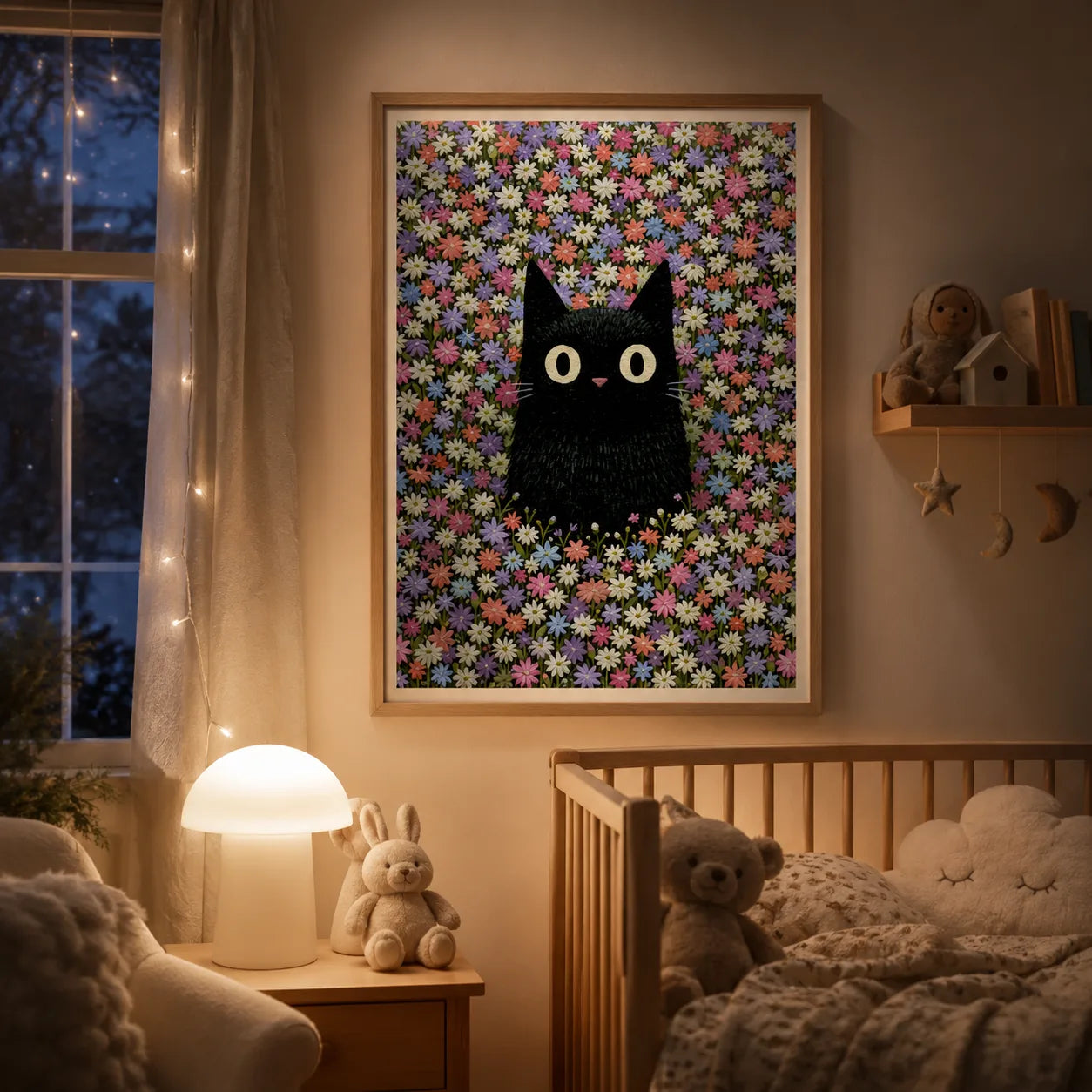 Black Cat Flower Garden Wall Art Decor - Wall Art Decor - lifestyle