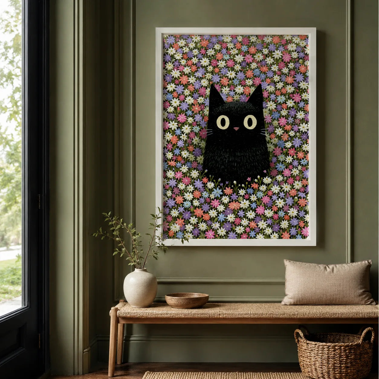 Black Cat Flower Garden Wall Art Decor - Wall Art Decor - view 11