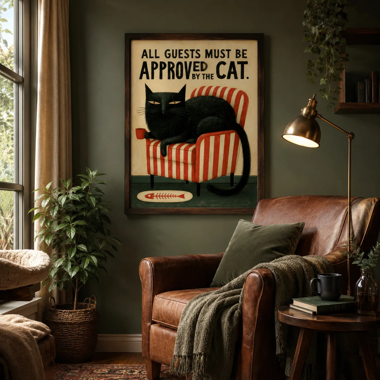 Black Cat Guest Approval Wall Art Decor - Wall Art Decor - detail
