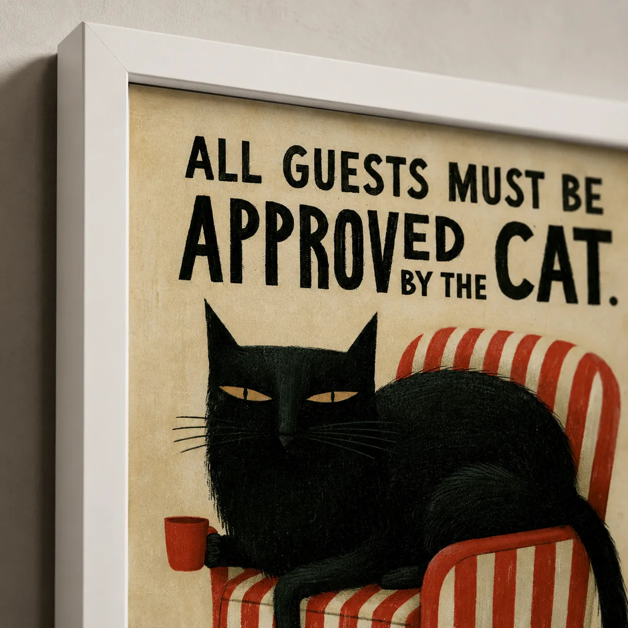 Black Cat Guest Approval Wall Art Decor - Wall Art Decor - packaging