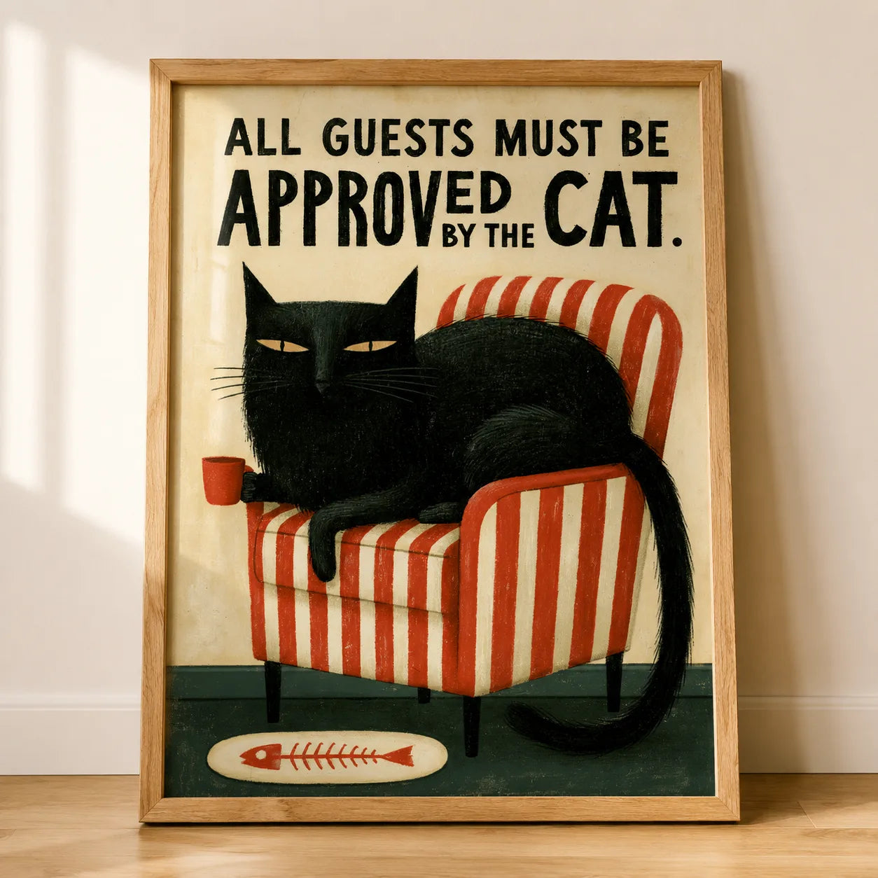 Black Cat Guest Approval Wall Art Decor - Wall Art Decor - side view