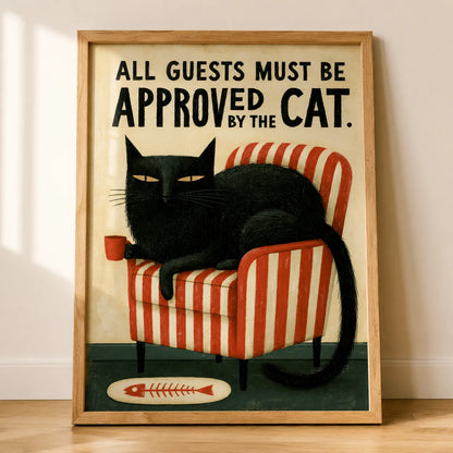 Black Cat Guest Approval Wall Art Decor - Wall Art Decor - side view