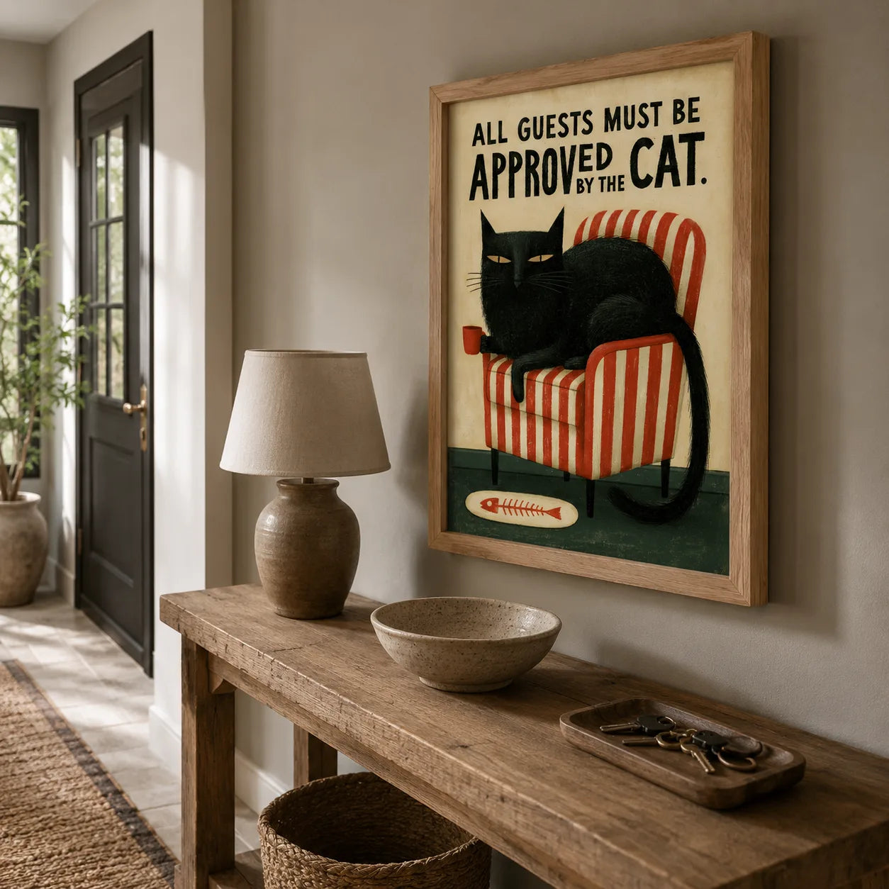 Black Cat Guest Approval Wall Art Decor - Wall Art Decor - styled