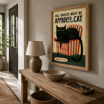 Black Cat Guest Approval Wall Art Decor - Wall Art Decor - styled