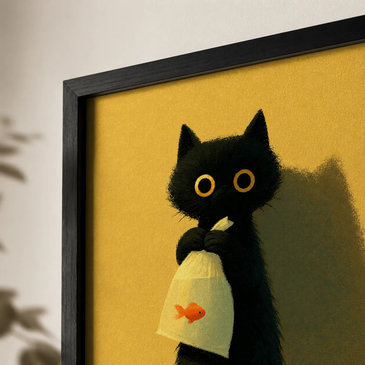 Black Cat Holding Goldfish Wall Art Decor - Wall Art Decor - packaging