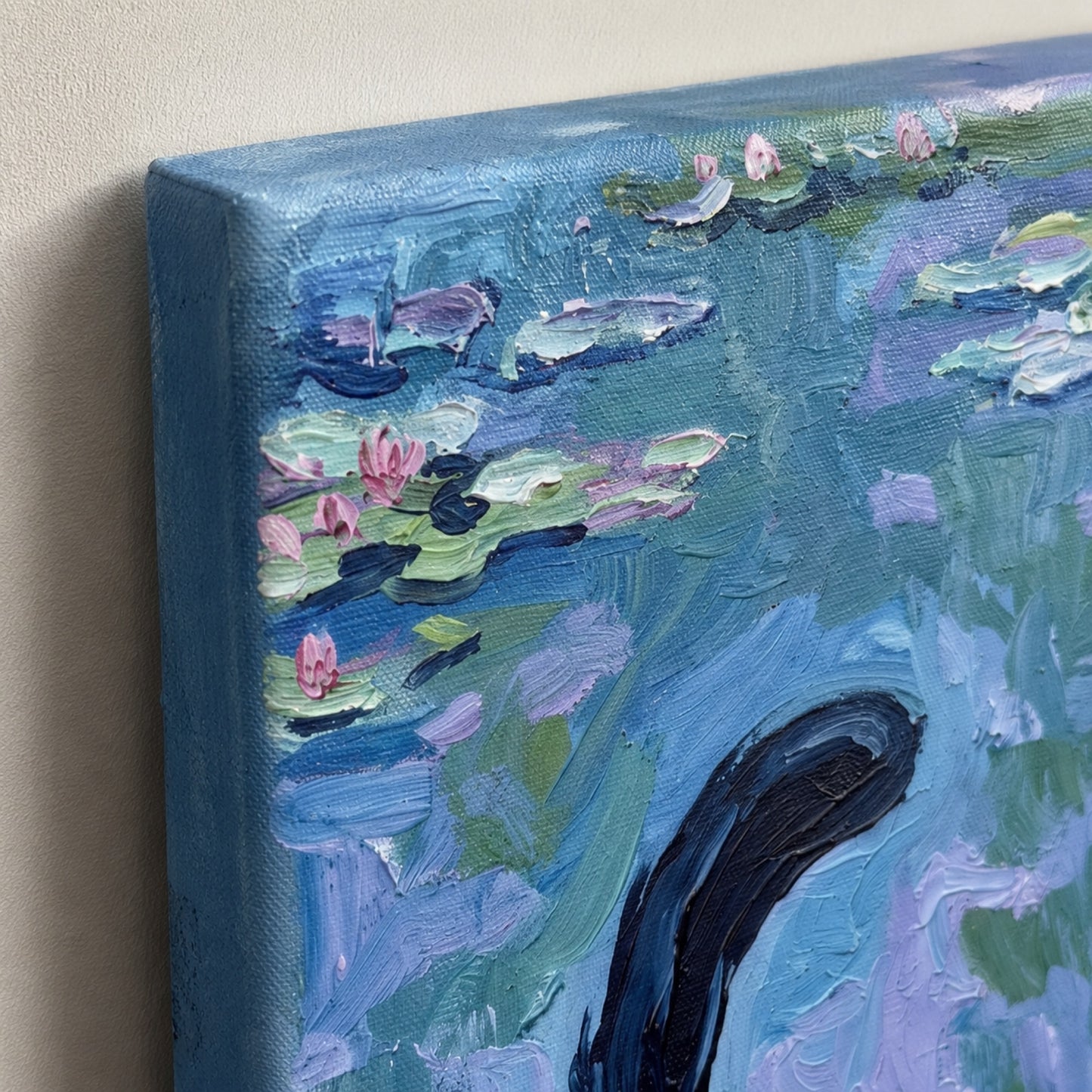 Black Cat in Monet Water Lilies Wall Art Decor preview 8