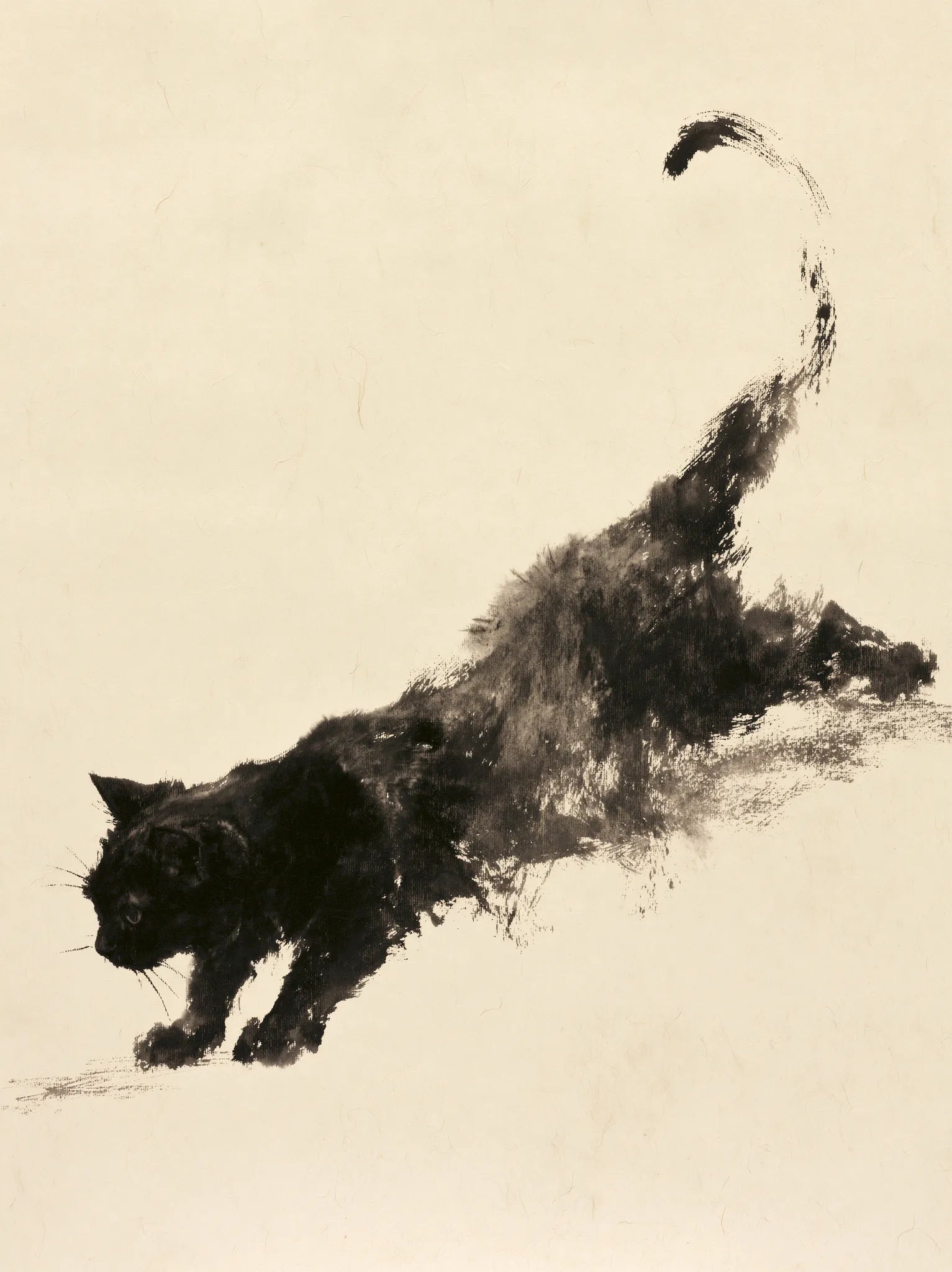 Black Cat Ink Wash Wall Art Decor - Wall Art Decor - front view