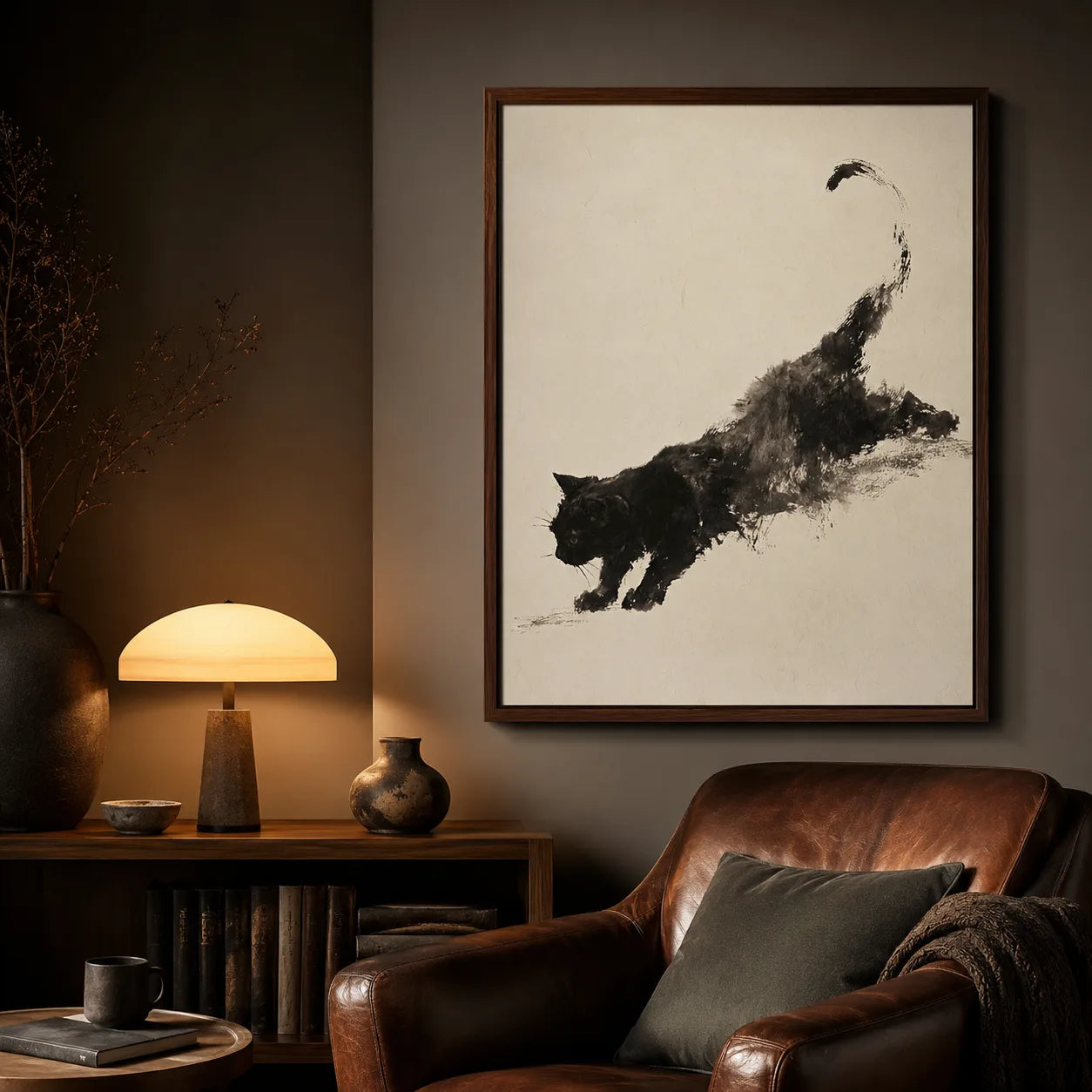 Black Cat Ink Wash Wall Art Decor - Wall Art Decor - lifestyle