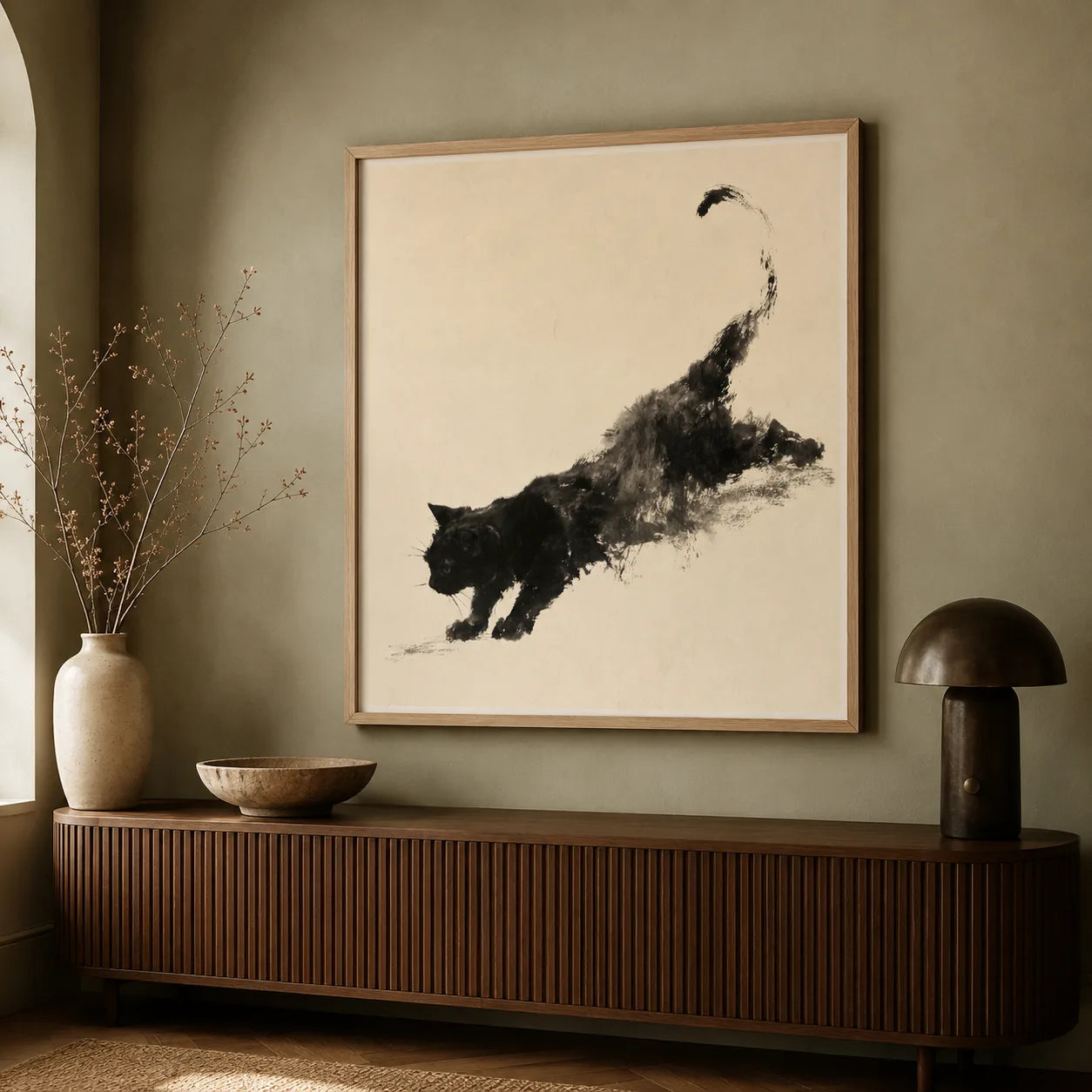 Black Cat Ink Wash Wall Art Decor - Wall Art Decor - view 11