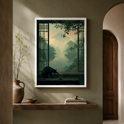 Black Cat Japanese Garden Wall Art Decor - Wall Art Decor - view 11