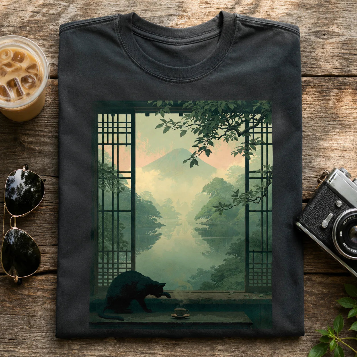 Black Cat Japanese Garden Wall Art Decor - Wall Art Decor - view 14