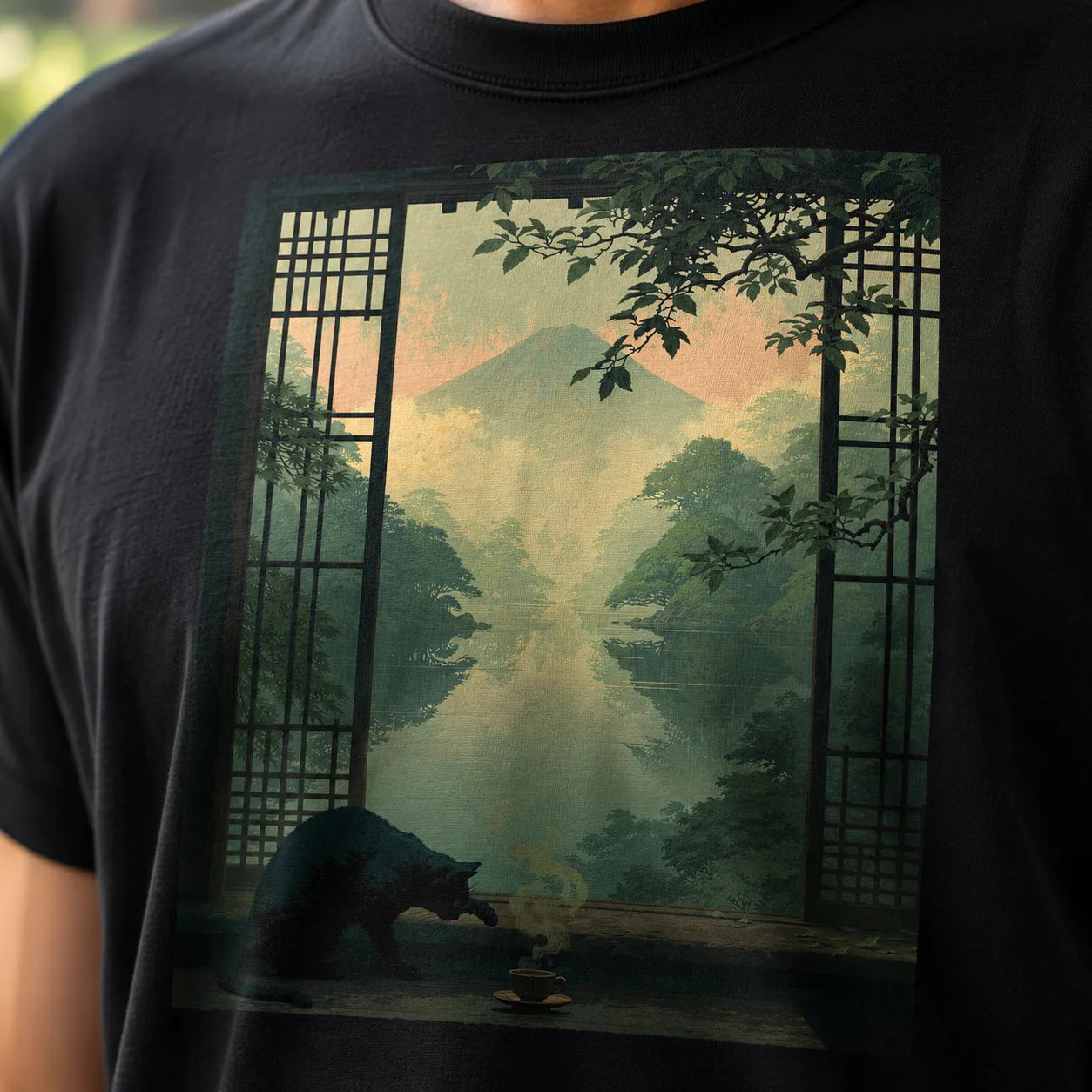 Black Cat Japanese Garden Wall Art Decor - Wall Art Decor - view 15