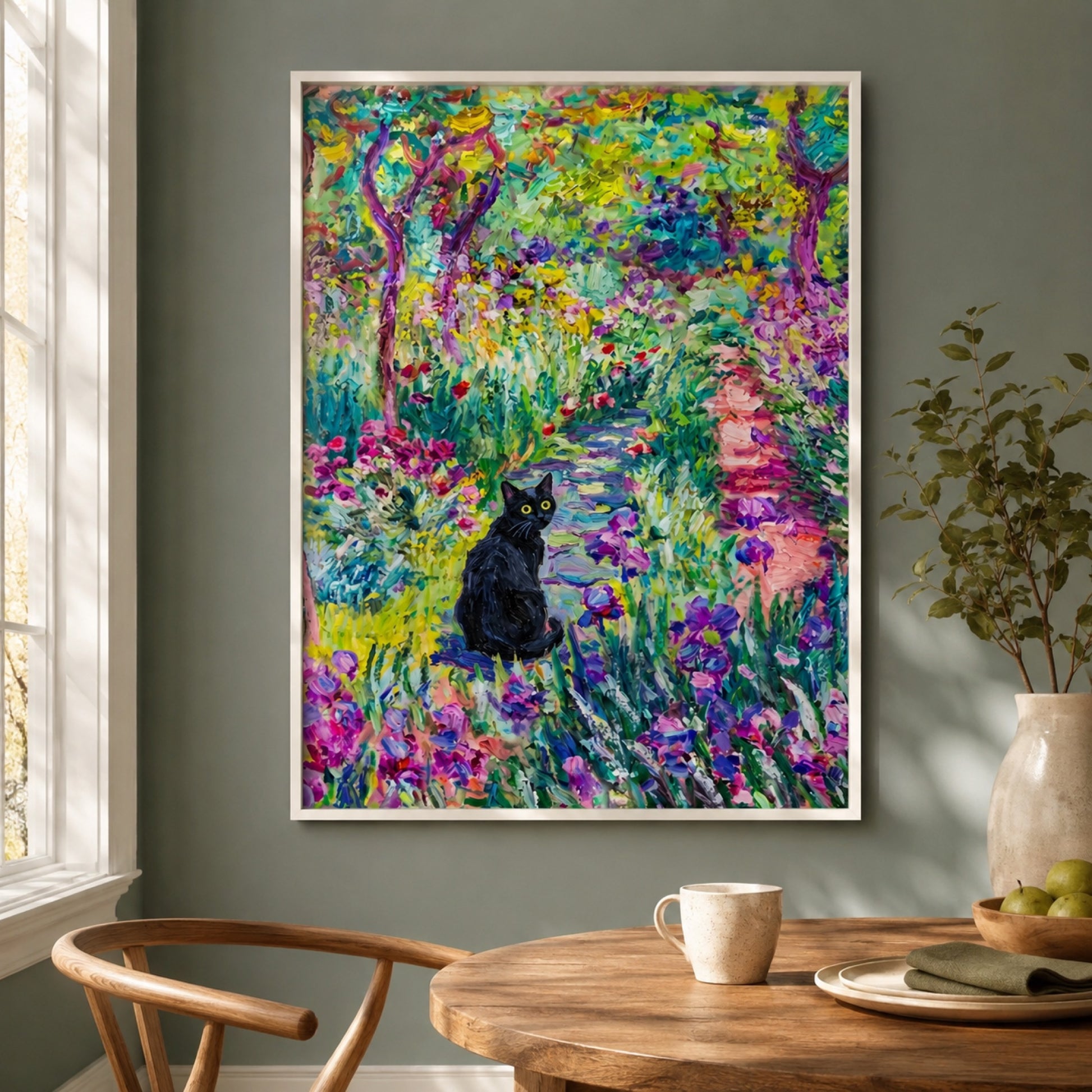 Black Cat on the Garden Path Wall Art Decor preview 7