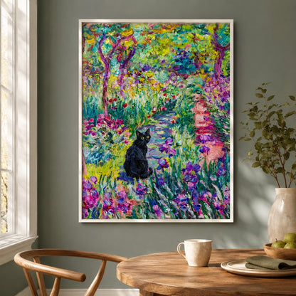 Black Cat on the Garden Path Wall Art Decor preview 7