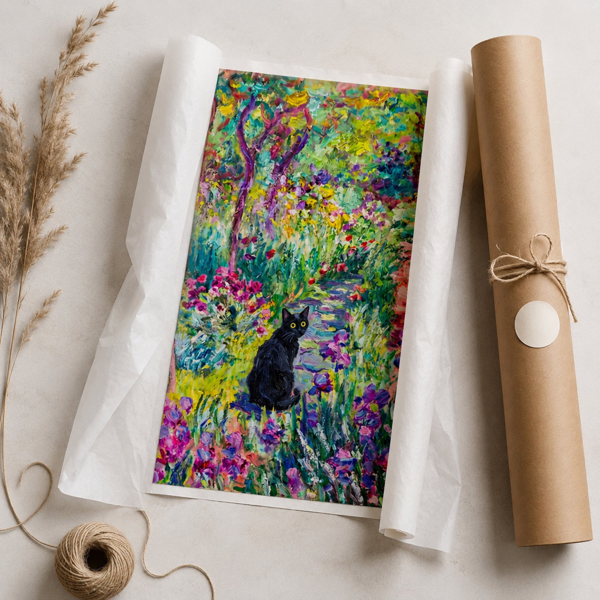 Black Cat on the Garden Path Wall Art Decor preview 9