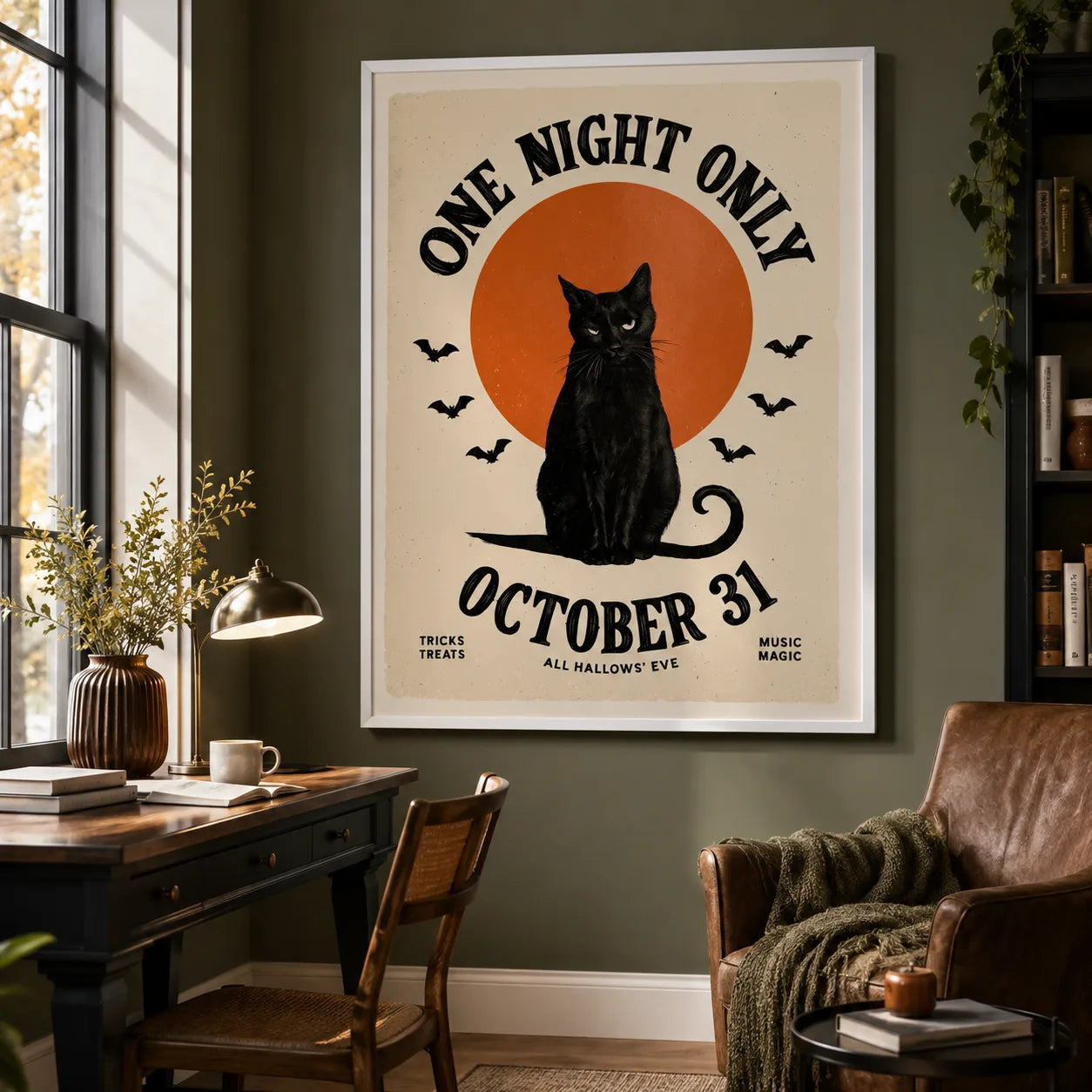 Black Cat One Night Only Wall Art Decor - Wall Art Decor - alternate angle