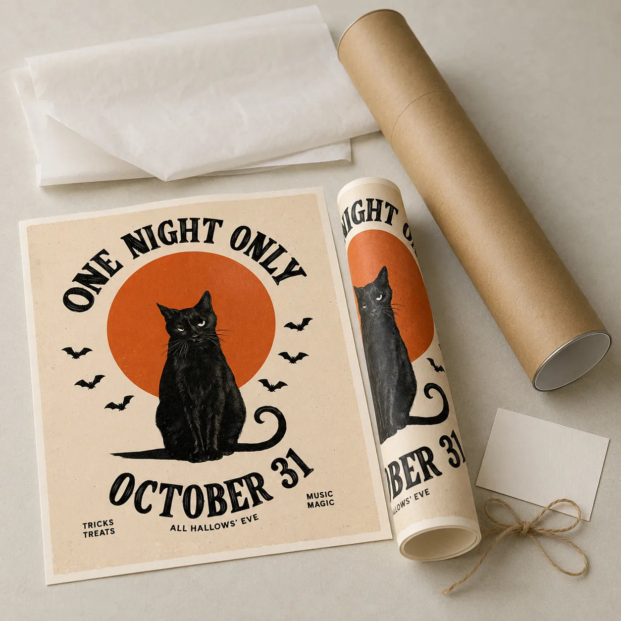 Black Cat One Night Only Wall Art Decor - Wall Art Decor - back view
