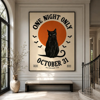 Black Cat One Night Only Wall Art Decor - Wall Art Decor - close up