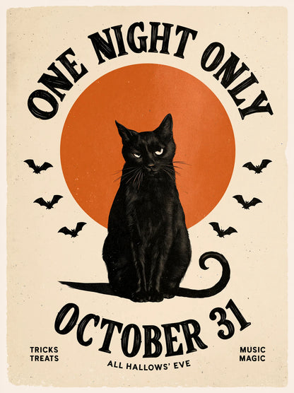 Black Cat One Night Only Wall Art Decor - Wall Art Decor - front view
