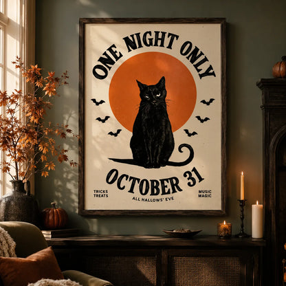 Black Cat One Night Only Wall Art Decor - Wall Art Decor - in use