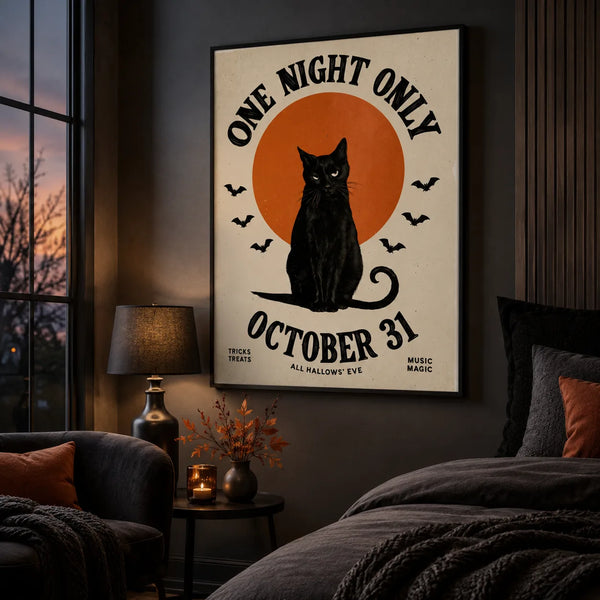 Black Cat One Night Only Wall Art Decor