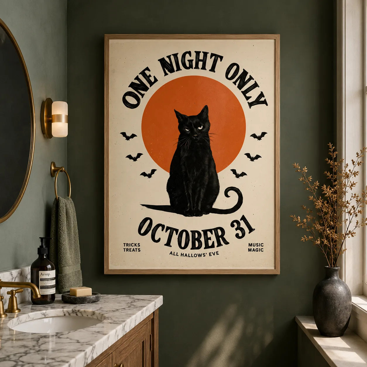 Black Cat One Night Only Wall Art Decor - Wall Art Decor - styled