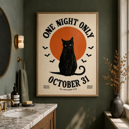 Black Cat One Night Only Wall Art Decor - Wall Art Decor - styled