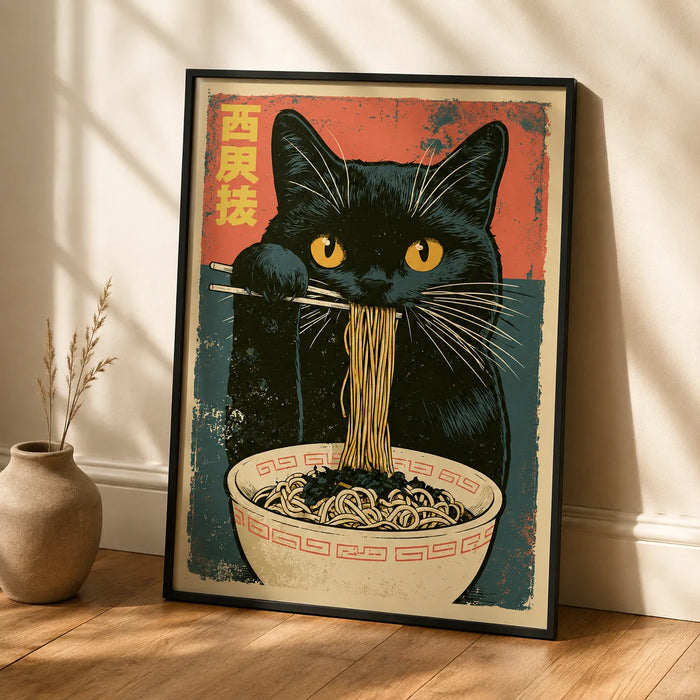 Black Cat Ramen Wall Art Decor