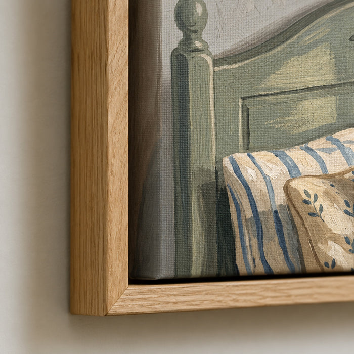 Black Cat Reading in Bed Cozy Wall Art Decor
