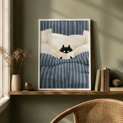 Black Cat Reading in Bed Wall Art Decor - Wall Art Decor - view 11