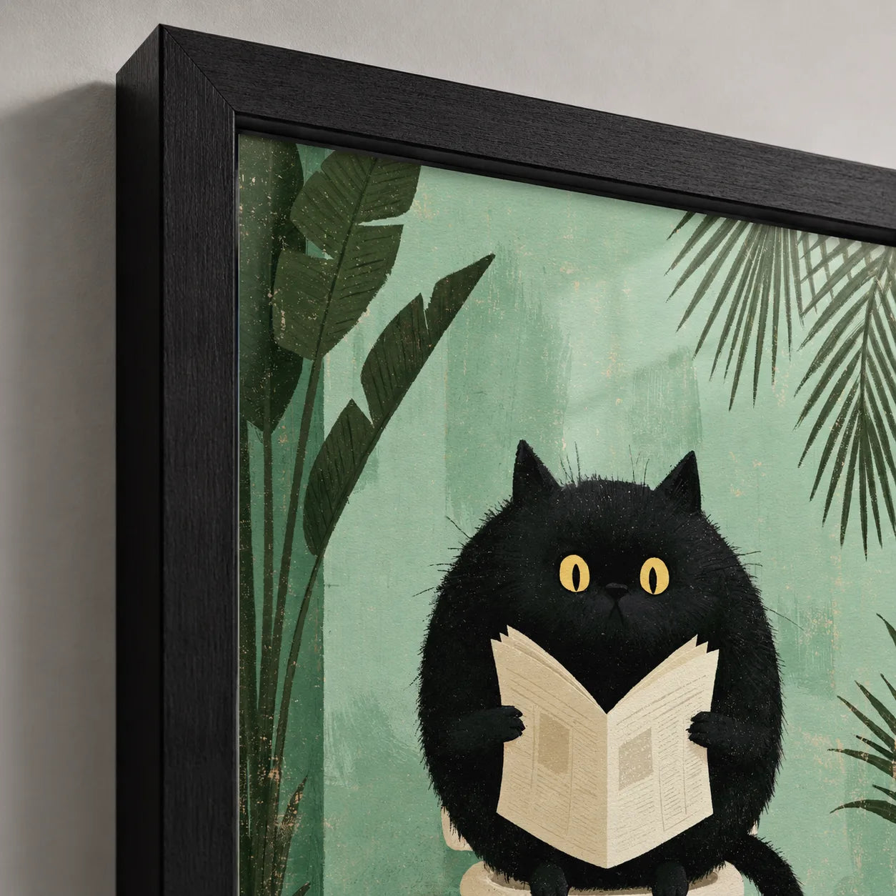 Black Cat Reading on Toilet Wall Art Decor - Wall Art Decor - packaging