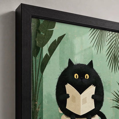 Black Cat Reading on Toilet Wall Art Decor - Wall Art Decor - packaging