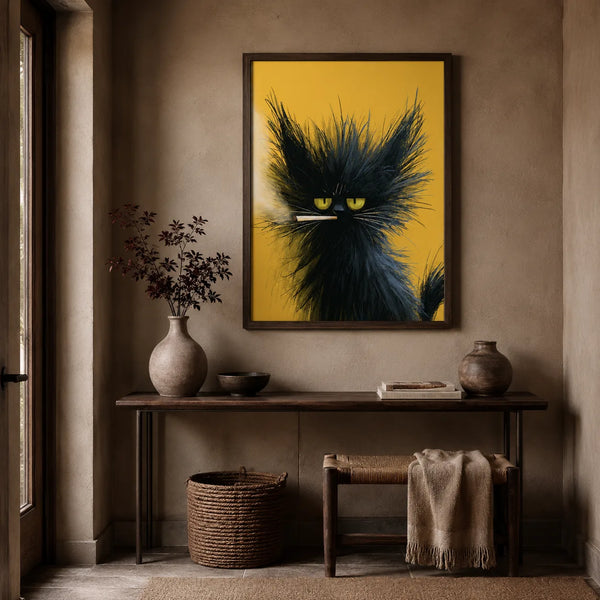 Black Cat Smoking Wall Art Decor