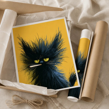 Black Cat Smoking Wall Art Decor - Wall Art Decor - back view