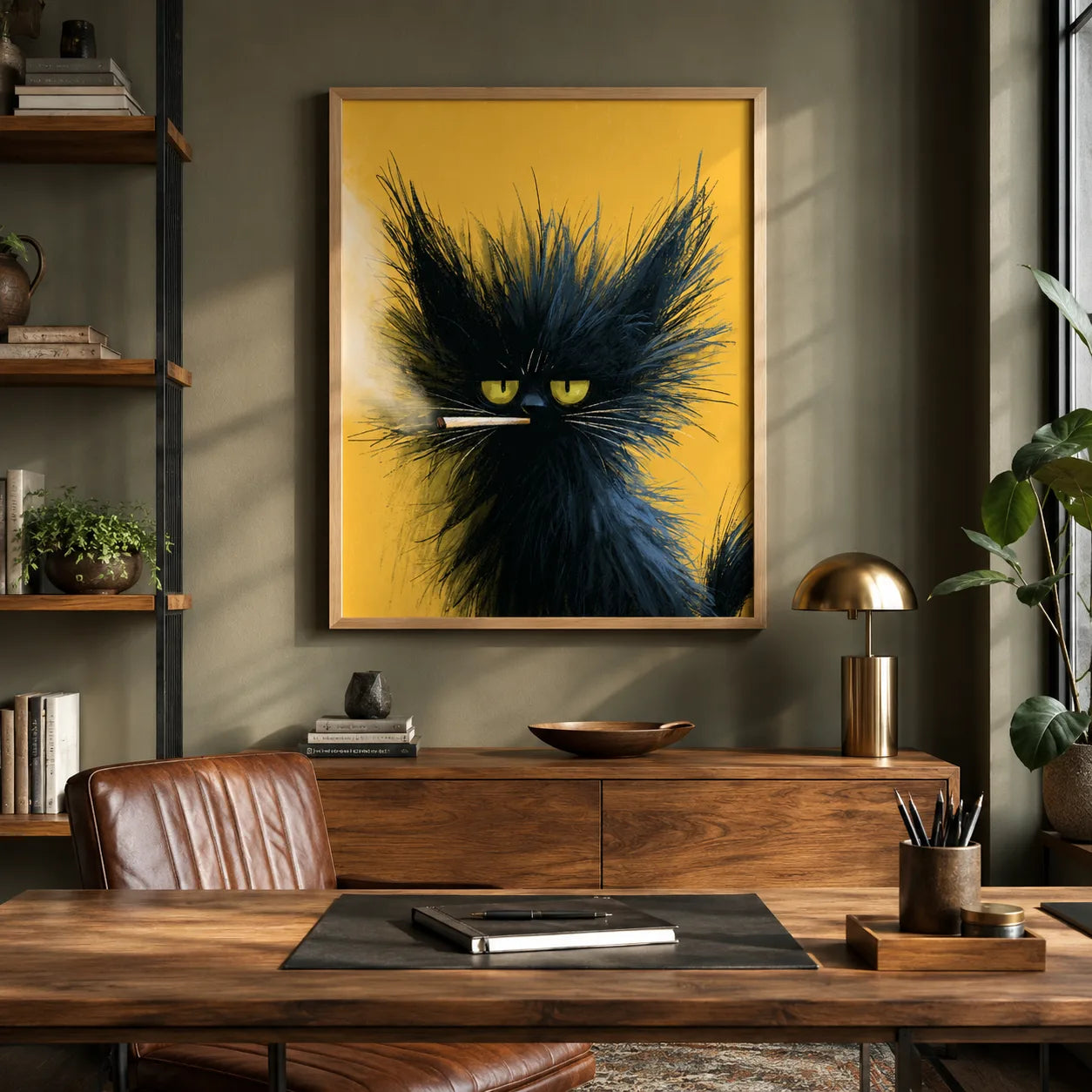 Black Cat Smoking Wall Art Decor - Wall Art Decor - detail
