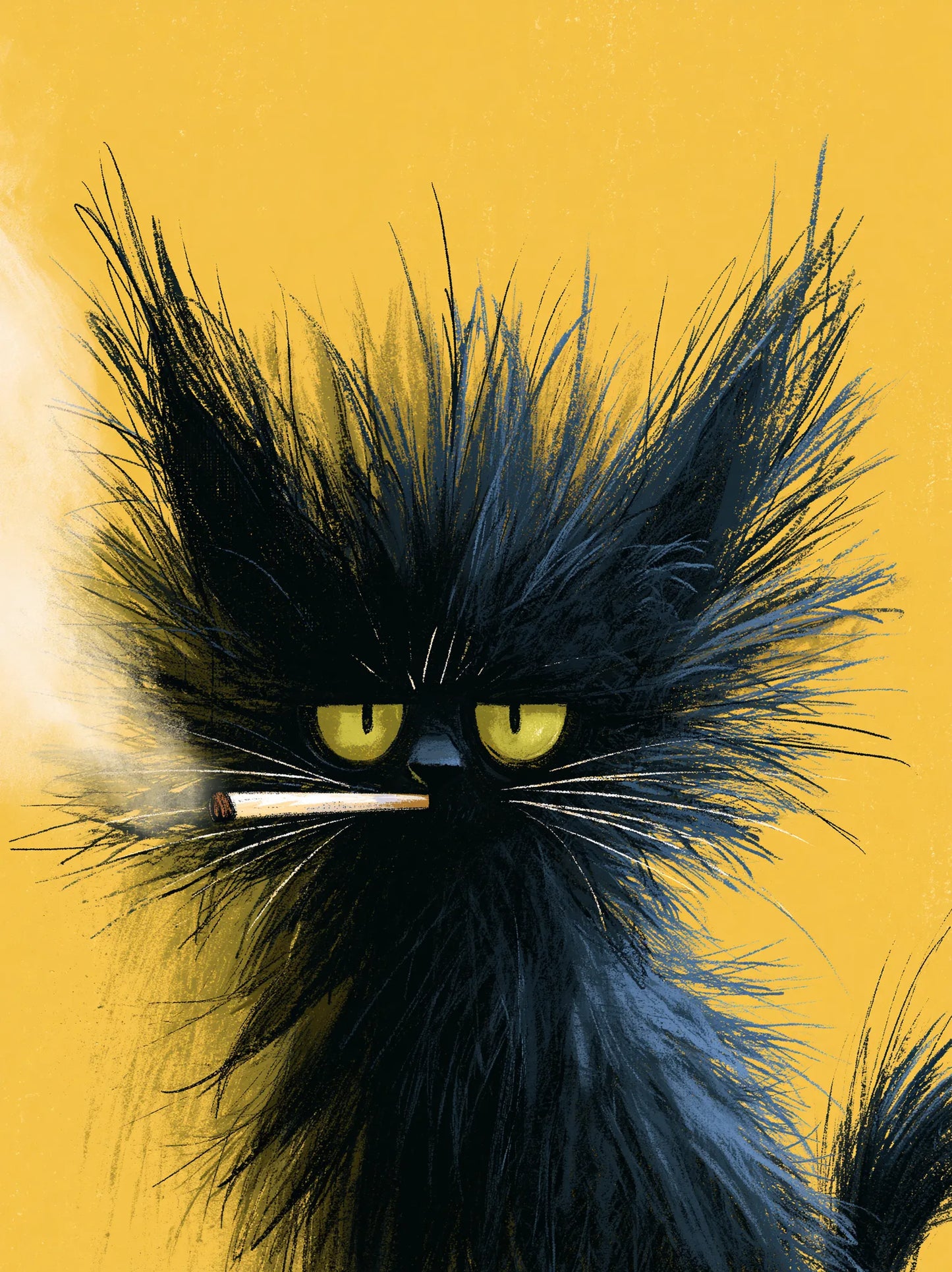 Black Cat Smoking Wall Art Decor - Wall Art Decor - front view