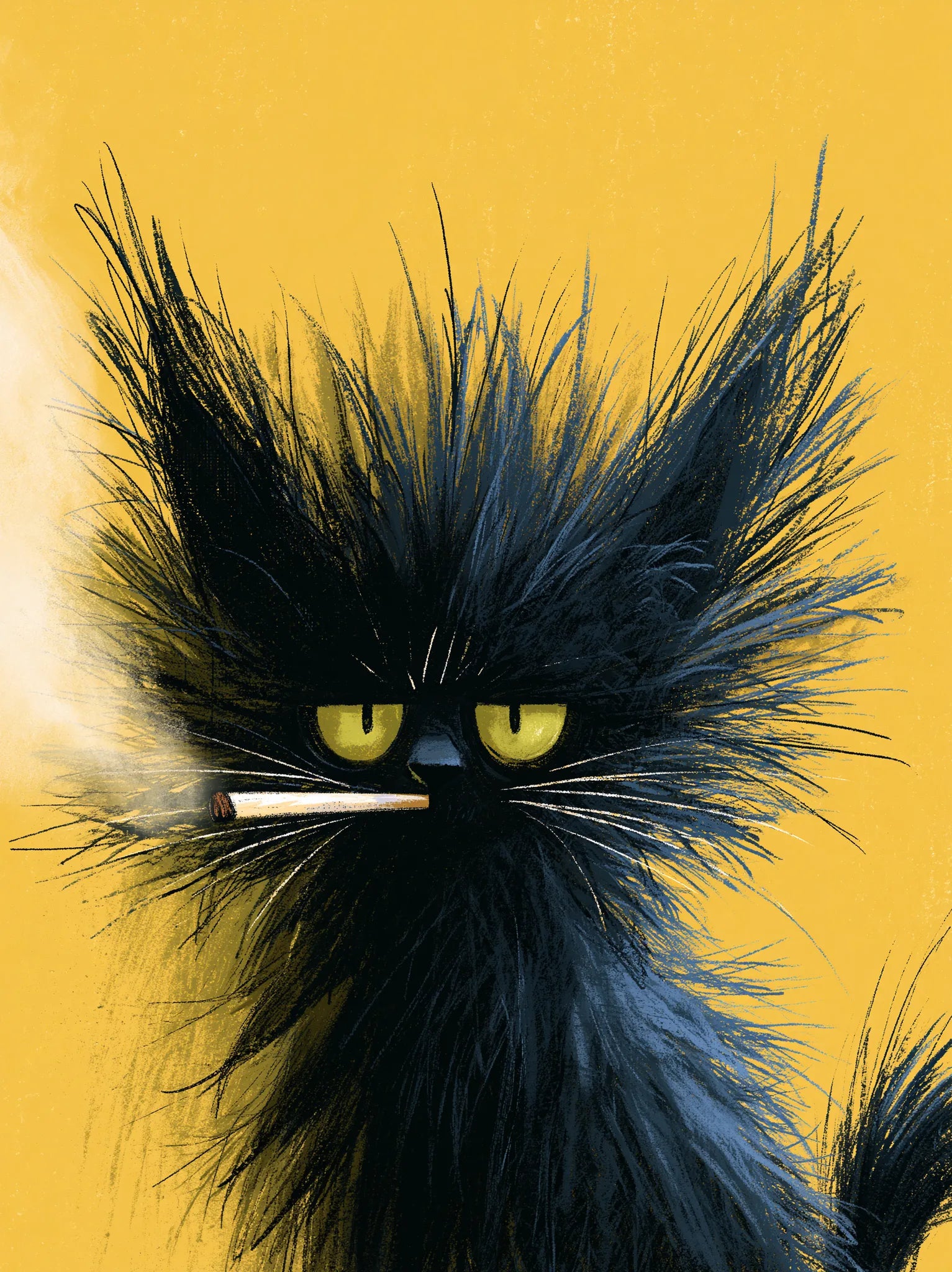 Black Cat Smoking Wall Art Decor - Wall Art Decor - front view