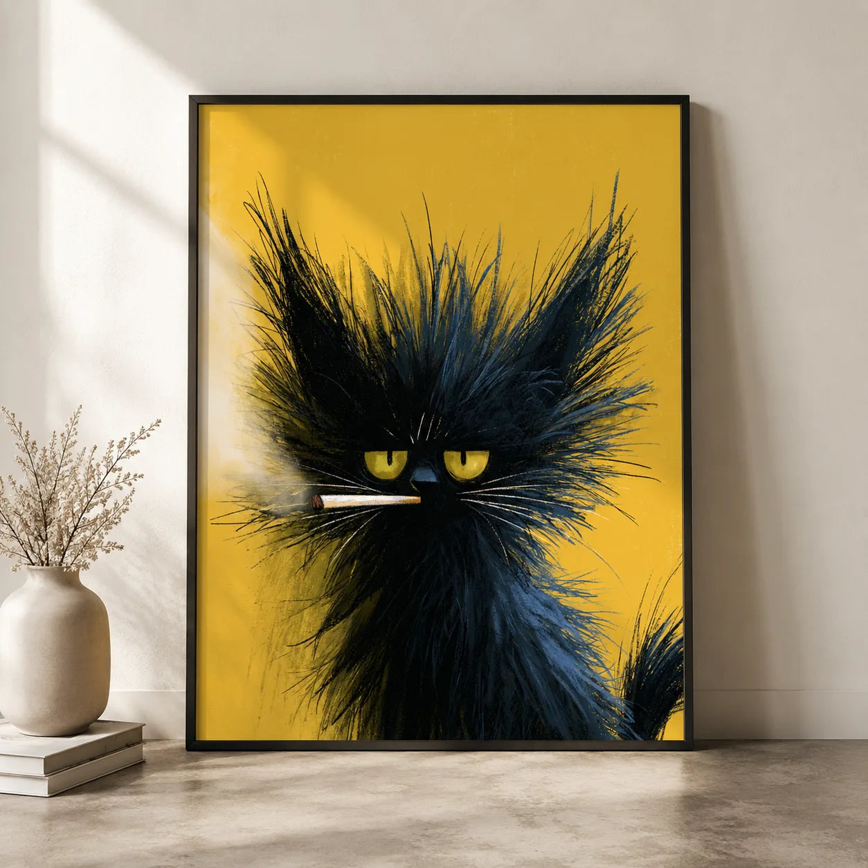 Black Cat Smoking Wall Art Decor - Wall Art Decor - side view