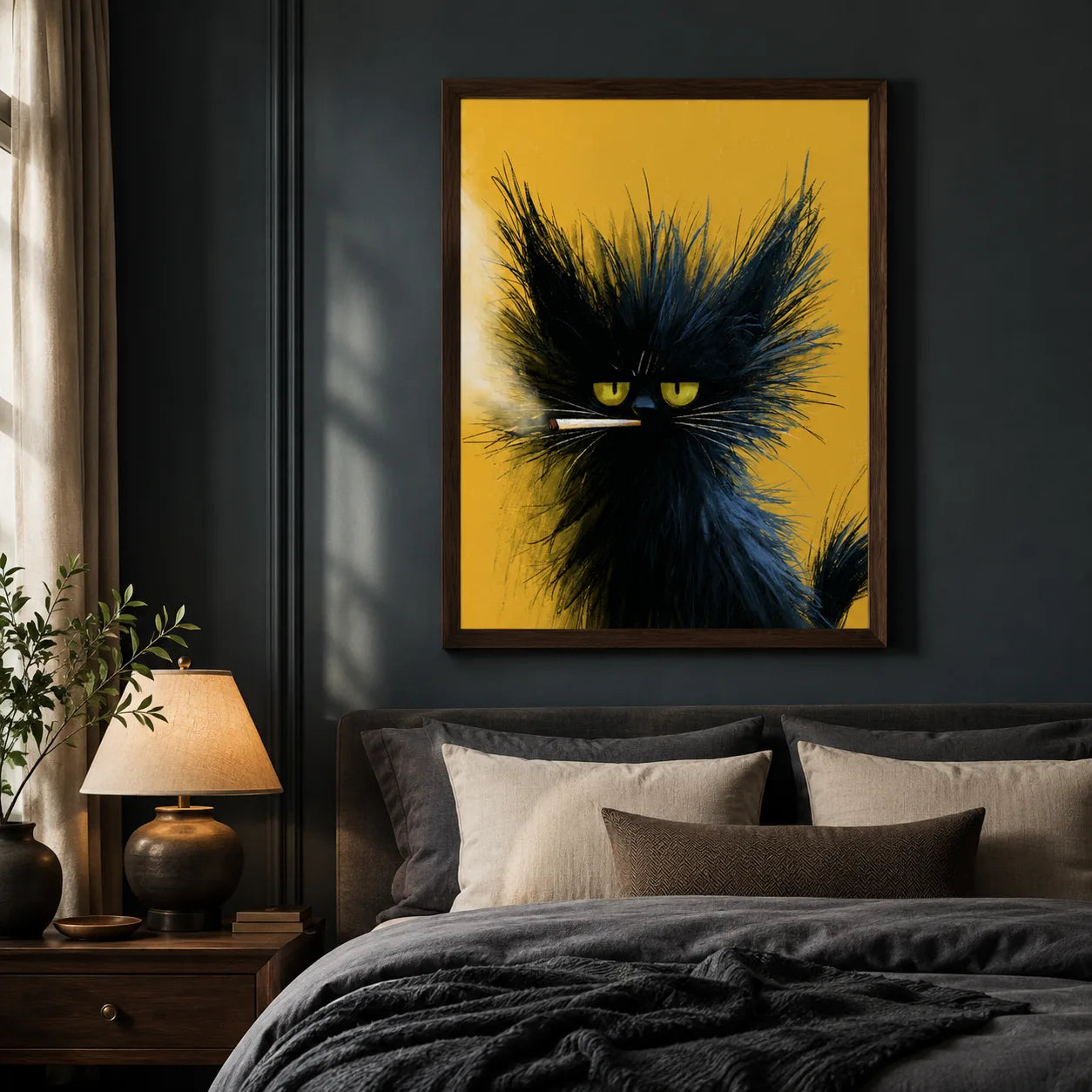 Black Cat Smoking Wall Art Decor - Wall Art Decor - styled