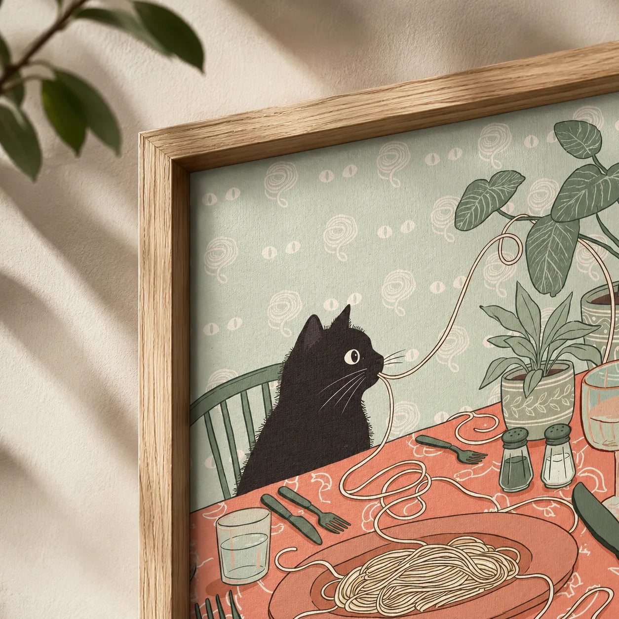 Black Cat Spaghetti Dinner Wall Art Decor - Wall Art Decor - packaging